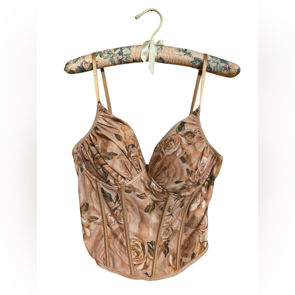SHEIN NWT Pink Roses Corset Tank Top